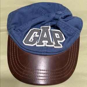 Baby GAP Blue Cap with Brown Leather-Trim Brim